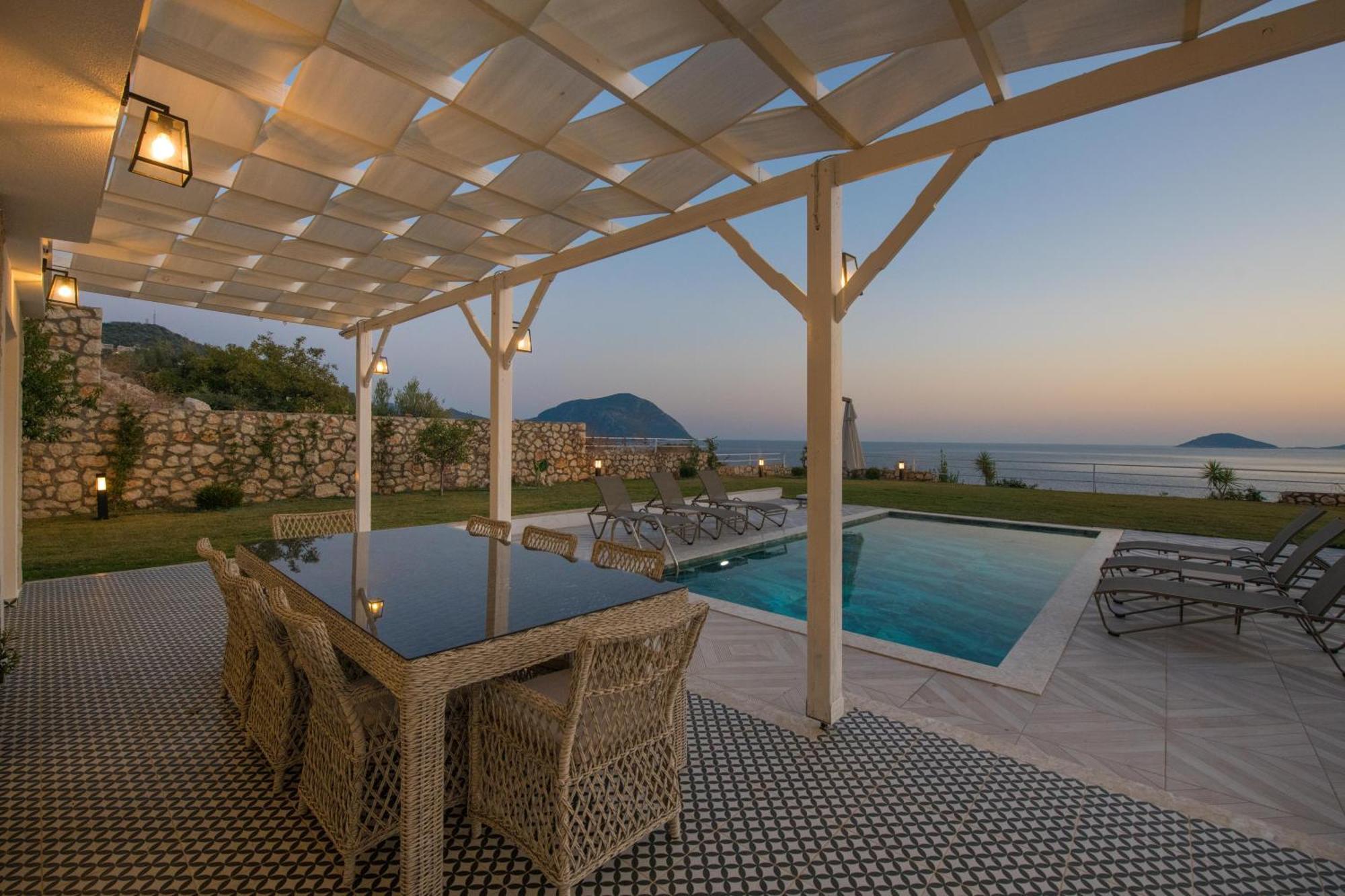 Beachfront Sari Villa With Private Swimming Pool Kalkan Esterno foto